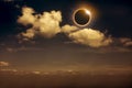 Scientific natural phenomenon. Total solar eclipse with diamond