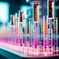 Scientific Precision: Close-Up of Lab Samples in Pipettes Ã¢â¬â Crafted Through AI Generative Techniques Royalty Free Stock Photo