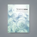 Scientific report. Banner with particles background and text