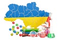 Scientific research in Ukraine concept, 3D rendering