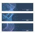 Scientific set of modern vector banners. DNA molecule structure with connected lines and dots. Science vector background Royalty Free Stock Photo