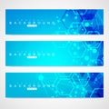 Scientific set of modern vector banners. DNA molecule structure with connected lines and dots. Science vector background Royalty Free Stock Photo