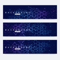 Scientific set of modern vector banners. DNA molecule structure with connected lines and dots. Science vector background Royalty Free Stock Photo