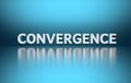 Scientific term Convergence written in white bold letters on blue background