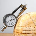 Scientific Testing of Aged Cheese Firmness Royalty Free Stock Photo