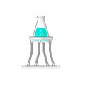 Scientific Tripod with erlenmeyer flask containing chemical