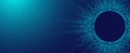 Scientific vector illustration quantum computer technology. Plexus fiction effect. Deep learning artificial intelligence. Big data Royalty Free Stock Photo