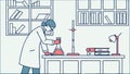 Scientist analyzing data on computer in a laboratory, vector design Generative AI Royalty Free Stock Photo