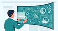Scientist Analyzing Dna and Microorganisms on Large Digital Biotech Screen with Ai Pattern Detection Royalty Free Stock Photo