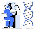Scientist Analyzing Genetic Data Using Advanced Computer Technology Royalty Free Stock Photo