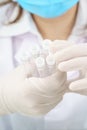 Scientist analyzing holding test tube in laboratory Royalty Free Stock Photo