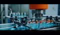 Scientist analyzing liquid samples in a modern laboratory using machinery generated by AI