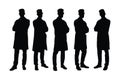 Scientist Boys silhouette collection. Male doctor and surgeon with anonymous faces. Man physician wearing aprons and standing