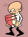 Scientist carrying books