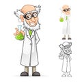 Scientist Cartoon Character Holding a Beaker Feeling Great