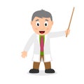 Scientist Cartoon Character Holding a Wand