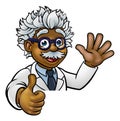 Scientist Cartoon Character Sign Thumbs Up