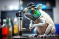 Scientist Chameleon Explores Biology Lab with High-Tech Gear