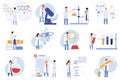 Scientist characters. Chemical researchers, biologists or laboratory workers, science medical workers vector