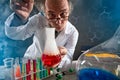 Scientist chemist carefully performed experiment Royalty Free Stock Photo