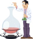 Scientist chemist conducts experiments. Funny people