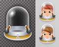 Scientist cosmonaut helmet realistic 3d astronaut spaceman boy girl tantamareska transparent glass background icon