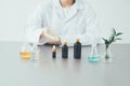 The scientist, dermatologist testing the organic natural cosmetic product in the laboratory Royalty Free Stock Photo