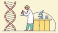 Scientist with DNA model, genetic engineering, molecular biology, vector design Generative AI Royalty Free Stock Photo