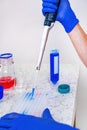 Scientist doctor pipetting samples in the lab