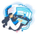 Scientist doing experiment or researches on laptop Royalty Free Stock Photo