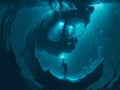 Scientist exploring the depths of the ocean in a submersible. AI Generated