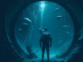 Scientist exploring the depths of the ocean in a submersible. AI Generated