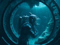Scientist exploring the depths of the ocean in a submersible. AI Generated