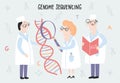 Scientist exploring DNA structure. Hand drawn genome sequencing concept made in vector. Human genome project Royalty Free Stock Photo