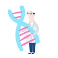 Scientist exploring DNA structure. Hand drawn genome sequencing concept made in vector. Human genome project Royalty Free Stock Photo