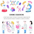 Scientist exploring DNA structure. Hand drawn genome sequencing concept made in vector. Human genome project Royalty Free Stock Photo