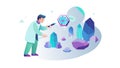 Scientist Exploring Luminous Abstract Crystals, vector design Generative AI Royalty Free Stock Photo