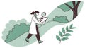 Scientist exploring nature with a magnifying glass, discovery. vector design Generative AI Royalty Free Stock Photo