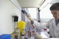 Scientist Filling Test Tube With Hitech Pipette