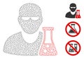 Scientist with Flask Polygonal Frame Vector Mesh Illustration Royalty Free Stock Photo