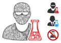 Scientist with Flask Polygonal Web Vector Mesh Illustration Royalty Free Stock Photo