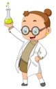 The scientist girl is making a poison in laboratory and she is happy