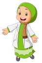 The scientist girl is wearing a hijab and very welcome to others