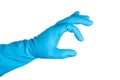 Scientist hand in blue glove isolated on white background Royalty Free Stock Photo