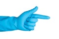 Scientist hand in blue glove isolated on white background Royalty Free Stock Photo