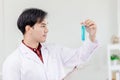 Scientist happy proudly to successful discover new drug formula best work in medical science lab Royalty Free Stock Photo