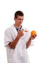 Scientist happy to injecting GMO into fruit