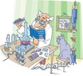 The Scientist and his Cat Royalty Free Stock Photo