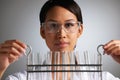 Scientist Holding Rack Of Test Tubes Royalty Free Stock Photo