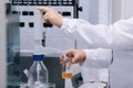 Scientist holding a test tubes, Laboratory research. Royalty Free Stock Photo